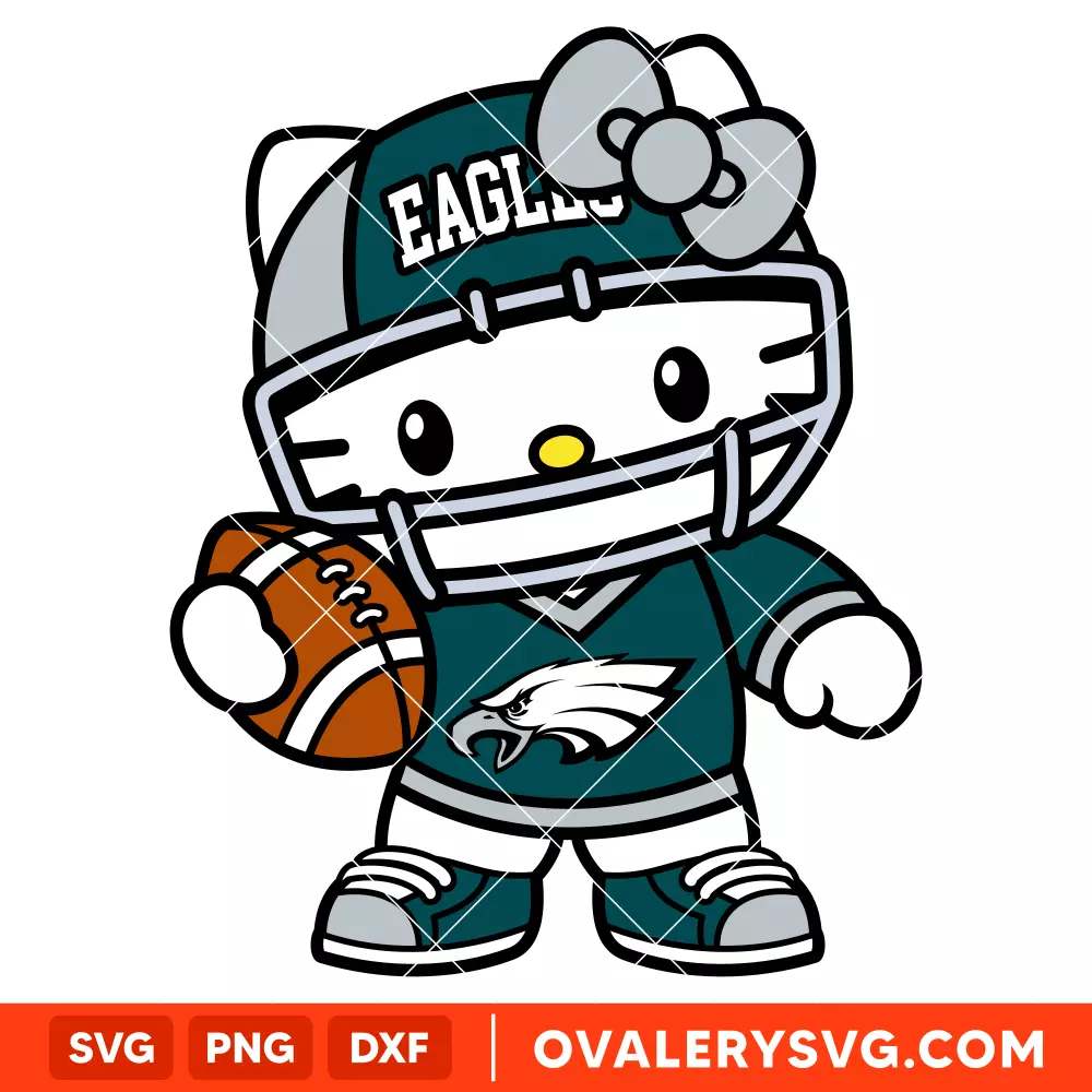 Hello Kitty Football Eagles Svg, NFL Svg, Sanrio Svg, Kawaii Svg, Cricut, Silhouette Vector Cut File