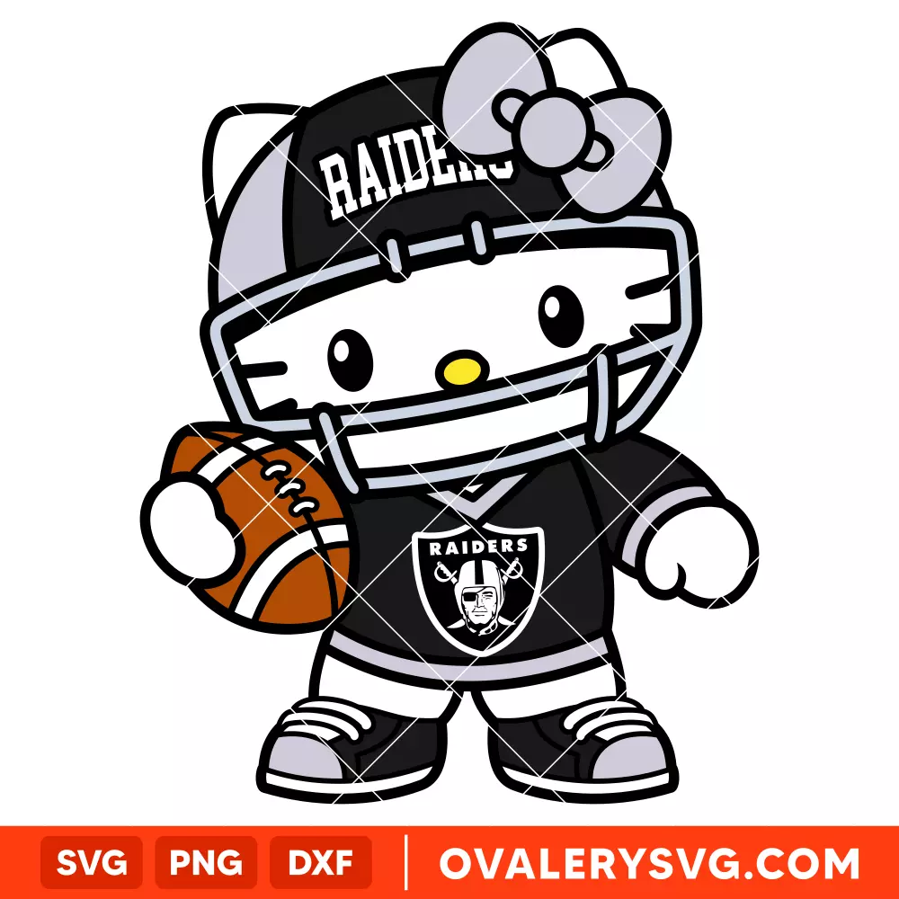 Hello Kitty Football Las Vegas Raiders Svg, NFL Svg, Sanrio Svg, Kawaii Svg, Cricut, Silhouette Vector Cut File