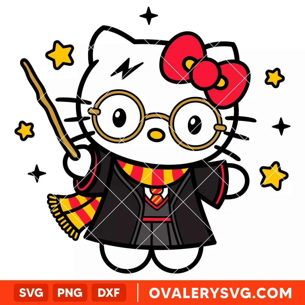 Hello Kitty Harry Potter Svg, Sanrio Svg, Disney Svg, Kawaii Svg, Cricut, Silhouette Vector Cut File