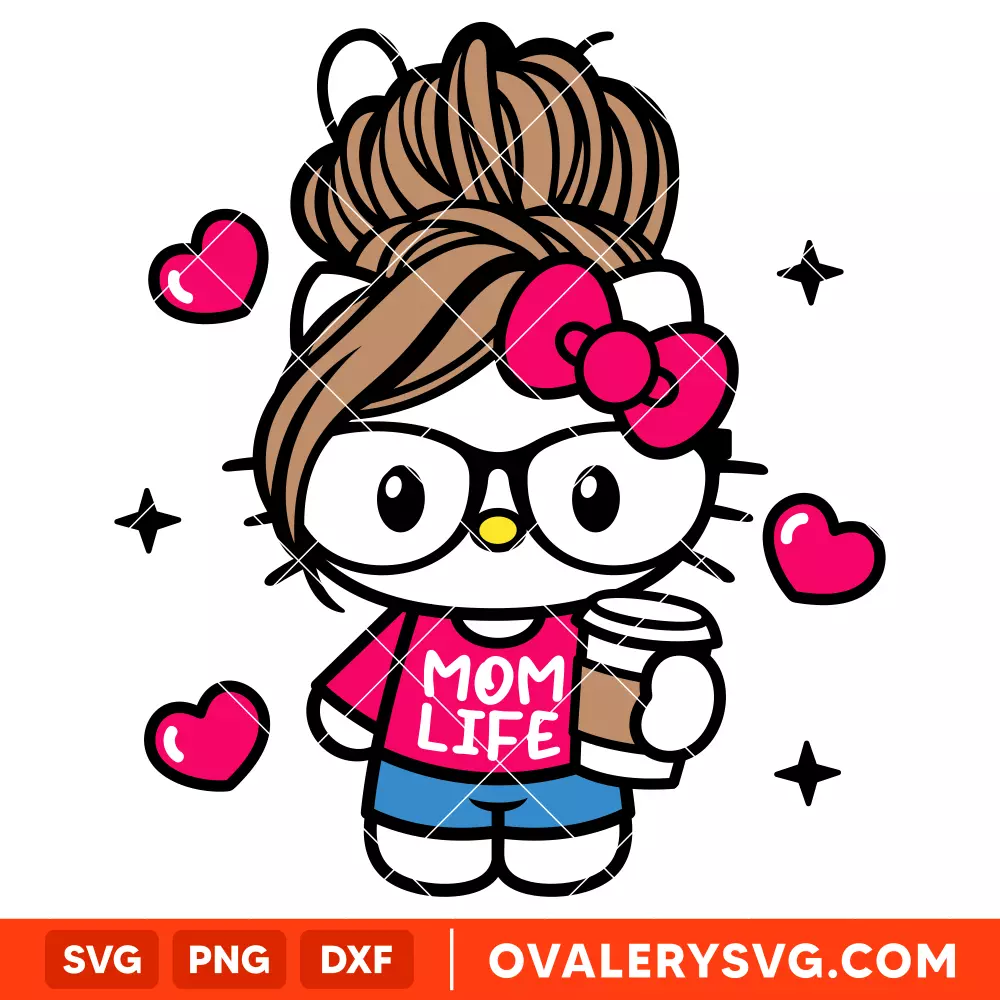 Hello Kitty Mom Life Svg, Mother's Day Svg, Sanrio Svg, Kawaii Svg, Cricut, Silhouette Vector Cut File
