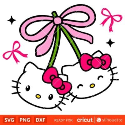 Hello Kitty Coquette Cherry Svg, Pink Bow Svg, Sanrio Svg, Kawaii Svg ...