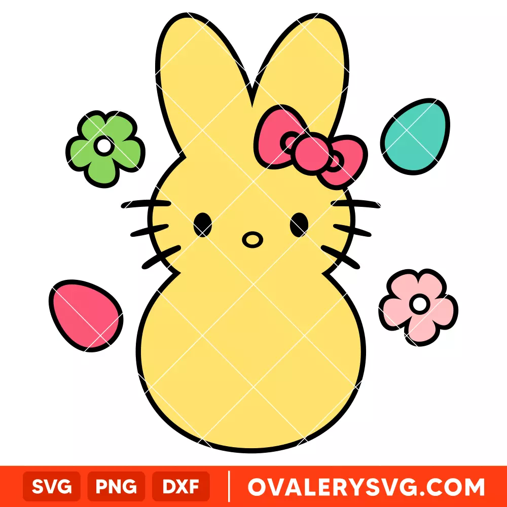 Hello Kitty Peeps Svg, Happy Easter Svg, Sanrio Svg, Kawaii Svg, Cricut, Silhouette Vector Cut File