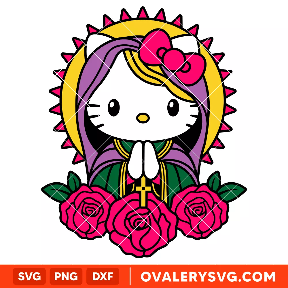 Hello Kitty Virgin Mary Svg, Happy Easter Svg, Sanrio Svg, Kawaii Svg, Cricut, Silhouette Vector Cut File