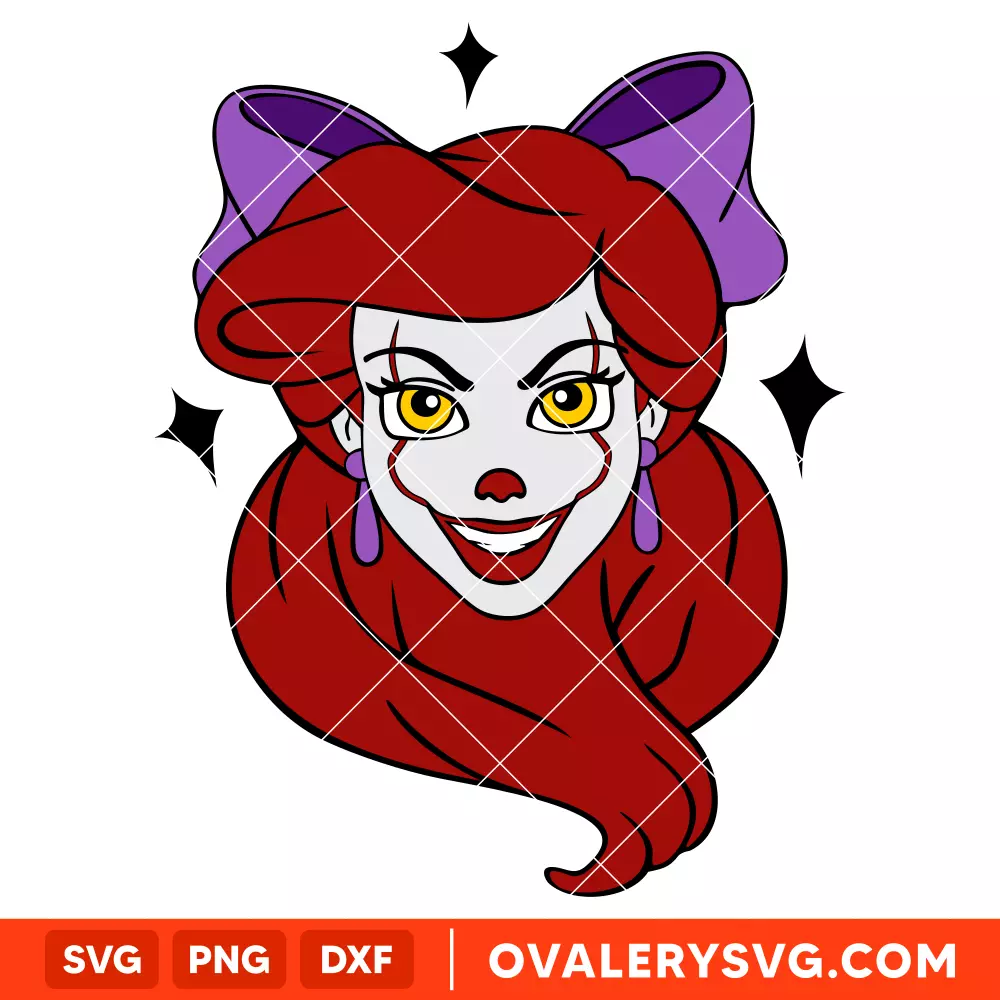 Ariel Pennywise Svg, Halloween Svg, Disney Princess Svg, Cricut, Silhouette Vector Cut File