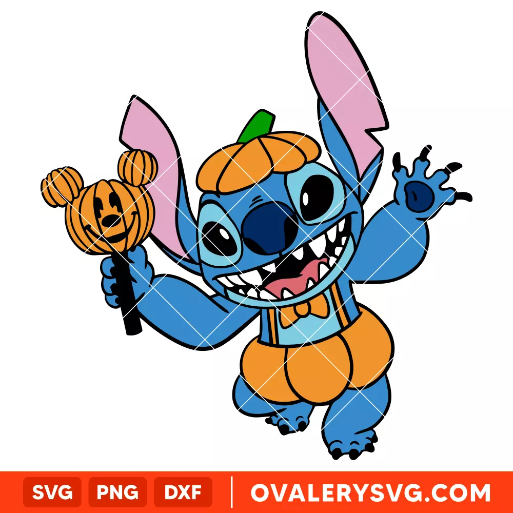 Halloween Pumpkin Stitch Svg, Lilo & Stitch Svg, Halloween Svg, Disney Svg, Cricut, Silhouette Vector Cut File