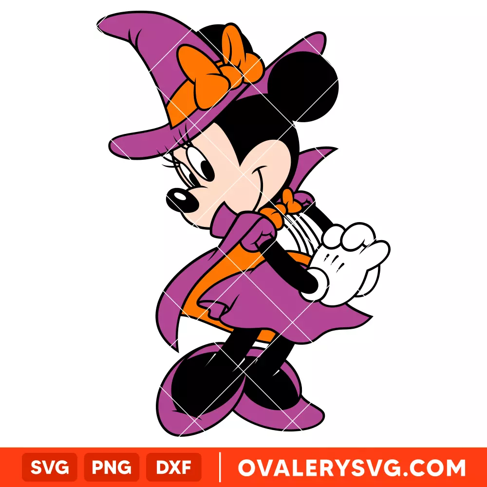 Halloween Witch Minnie Svg, Mickey Mouse Svg, Halloween Svg, Disney Svg, Cricut, Silhouette Vector Cut File