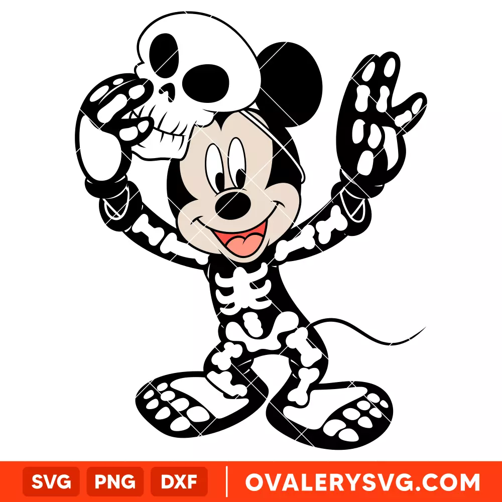 Mickey Mouse Skeleton Svg, Mickey Mouse Svg, Halloween Svg, Disney Svg, Cricut, Silhouette Vector Cut File