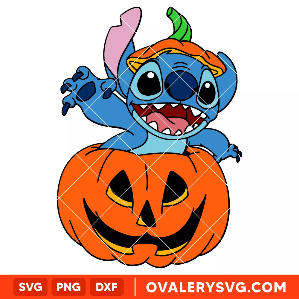 Stitch Pumpkin Svg, Lilo & Stitch Svg, Halloween Svg, Disney Svg, Cricut, Silhouette Vector Cut File
