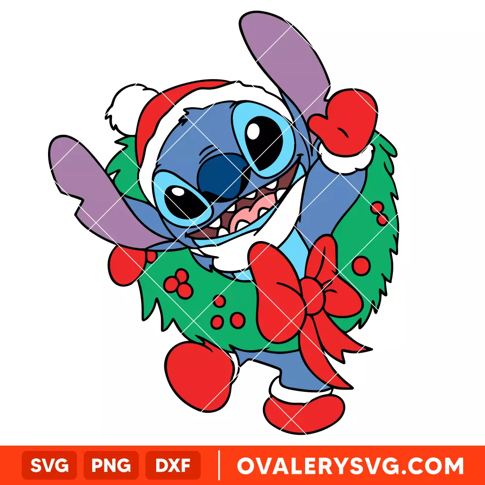 Christmas Wreath Stitch Svg, Christmas Svg, Disney Christmas Svg, Santa Claus Svg, Cricut, Silhouette Vector Cut File