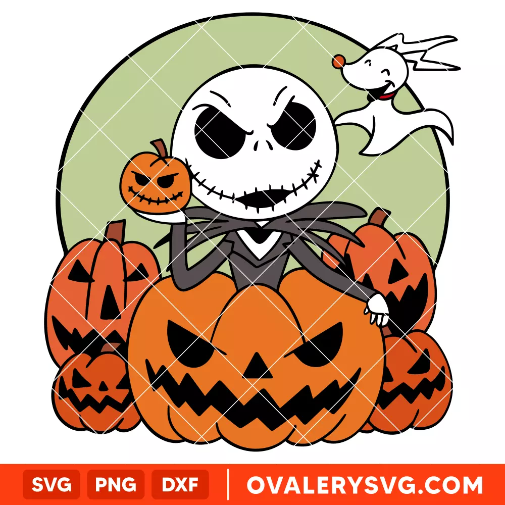 Pumpkin Jack Skellington SVG, Nightmare Before Christmas SVG, Halloween SVG, Horror Movie SVG, Cricut, Silhouette SVG PNG Cut File