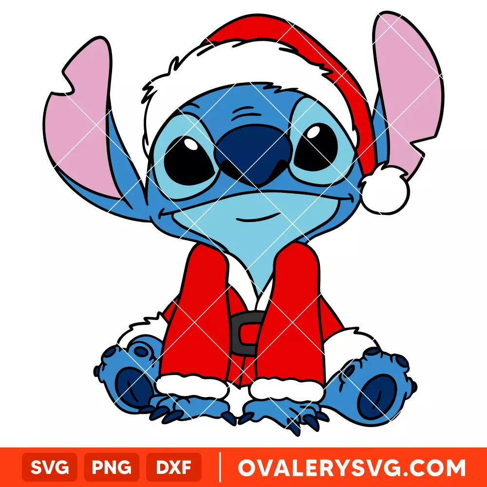 Santa Stitch Svg, Christmas Svg, Disney Christmas Svg, Santa Claus Svg, Cricut, Silhouette Vector Cut File