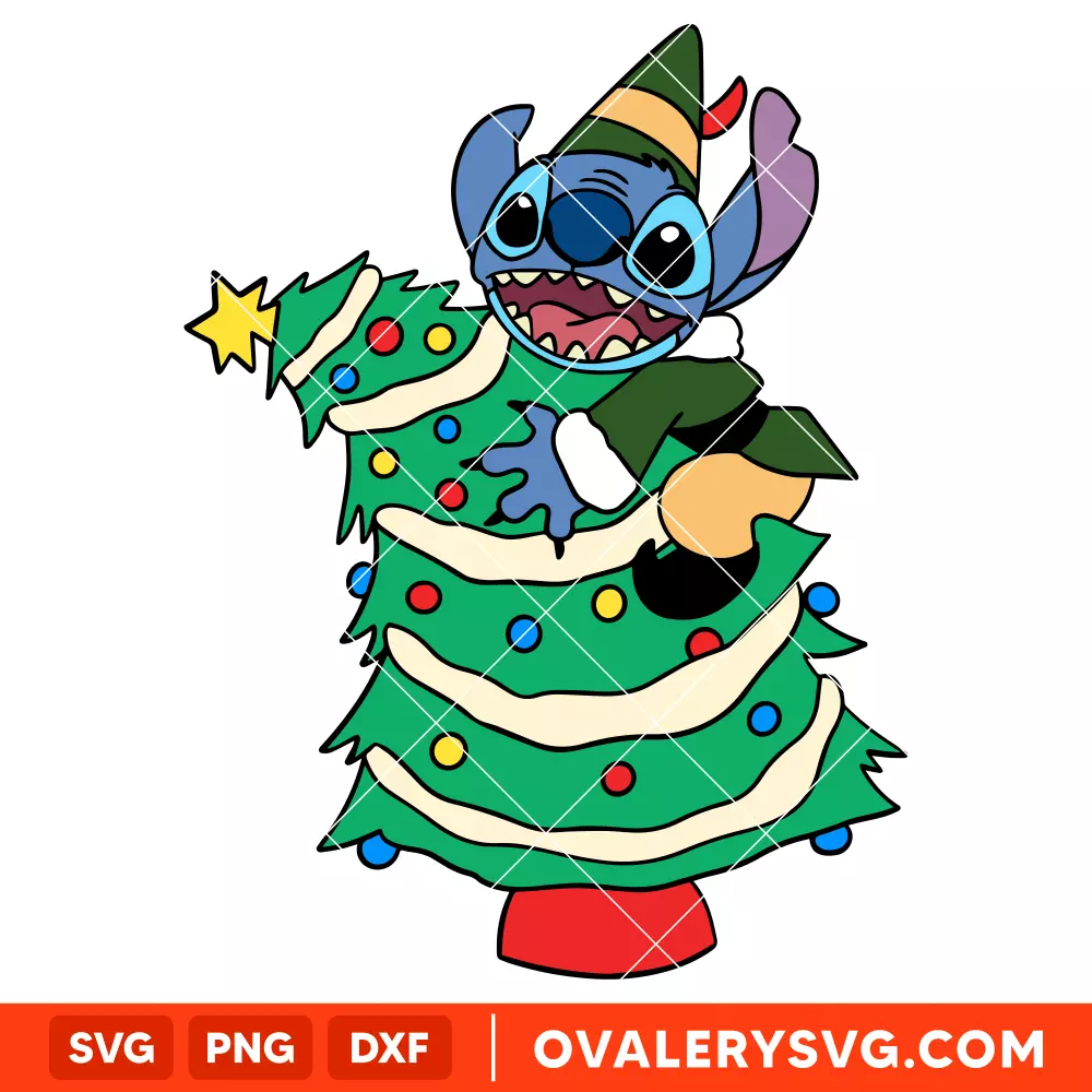 Stitch Christmas Tree Svg, Christmas Svg, Disney Christmas Svg, Santa Claus Svg, Cricut, Silhouette Vector Cut File