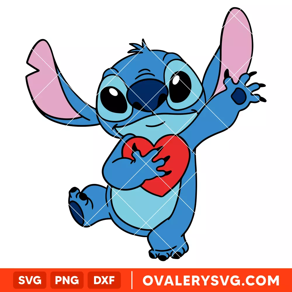 Stitch In Love Heart Svg, Love Svg, Valentine’s Day Svg, Disney Svg, Cricut, Silhouette Vector Cut File