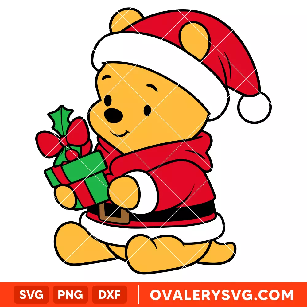 Winnie the Pooh Christmas Svg, Christmas Svg, Disney Christmas Svg, Santa Claus Svg, Cricut, Silhouette Vector Cut File