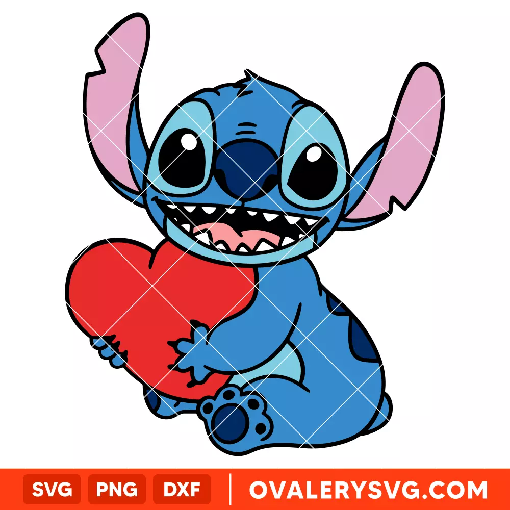 Stitch V-day Svg, Love Svg, Valentine’s Day Svg, Disney Svg, Cricut, Silhouette Vector Cut File