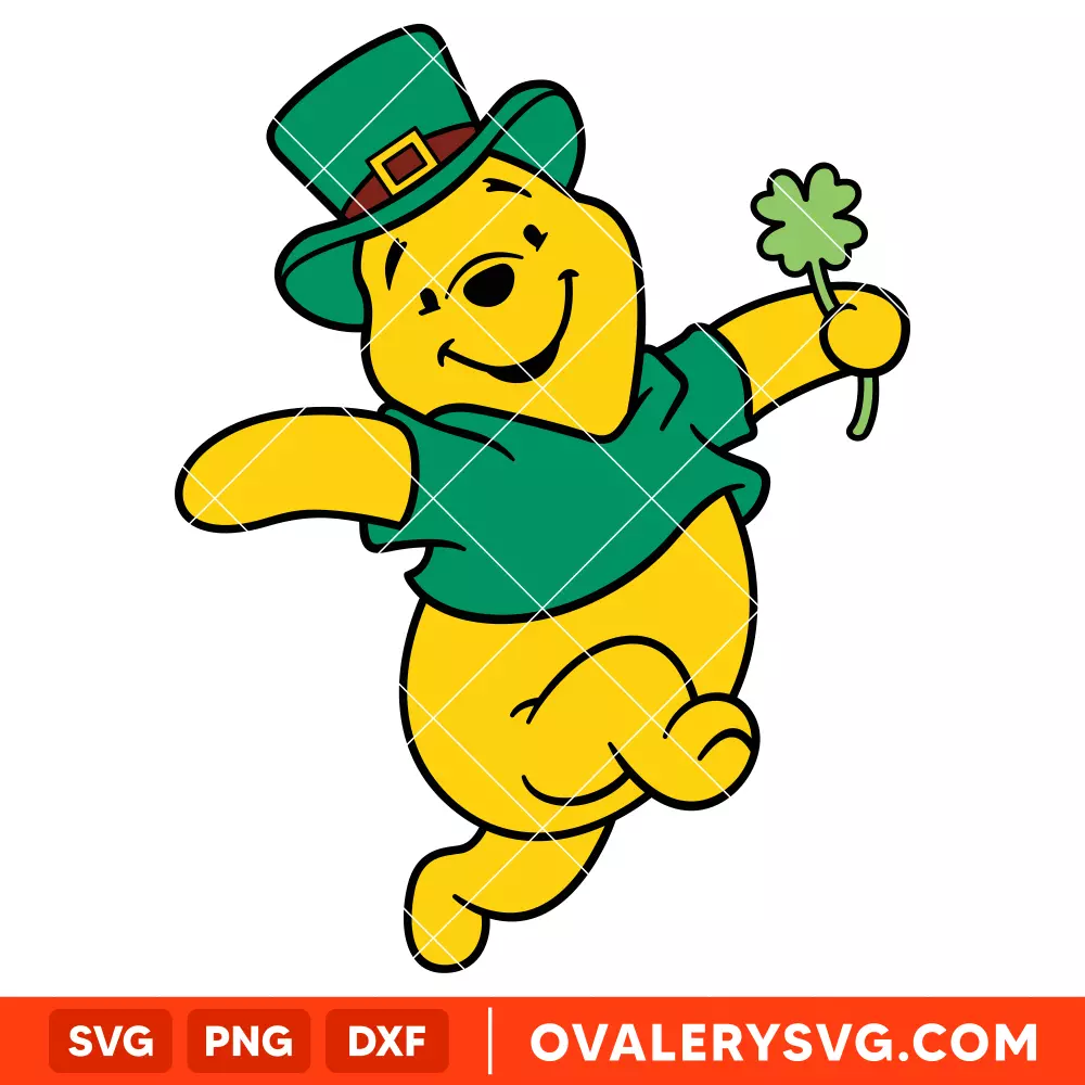 Winnie Pooh St. Patricks Svg, Lucky Svg, St. Patrick’s Day Svg, Disney Svg, Cricut, Silhouette Vector Cut File