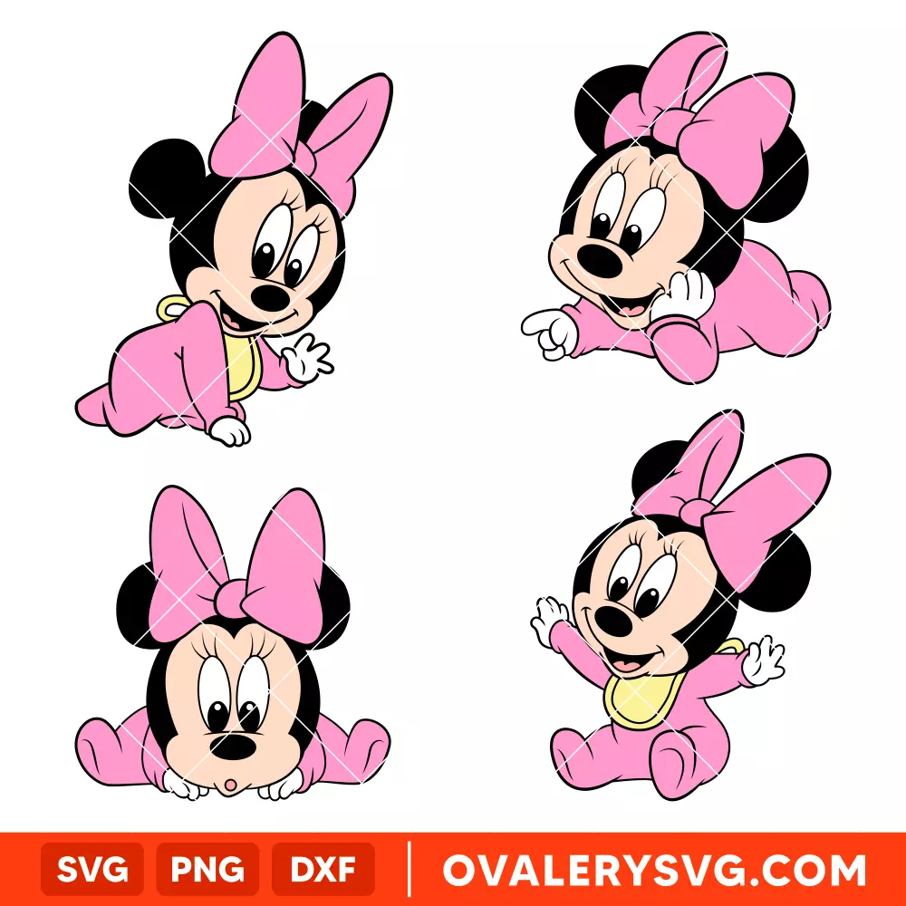 Baby Minnie Bundle Svg, Mickey Mouse & Friends Svg, Disney Svg, Love Svg, Cricut, Silhouette Vector Cut File