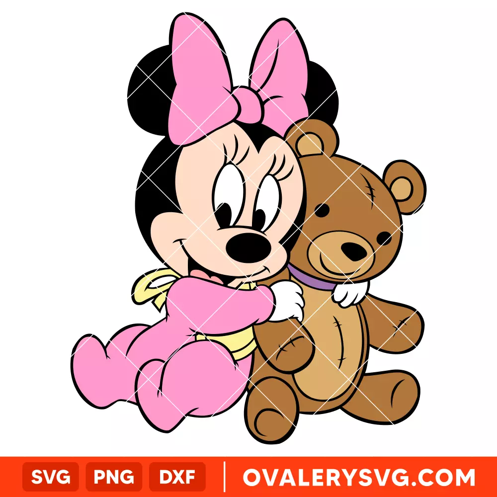 Baby Minnie Teddy Bear Svg, Mickey Mouse & Friends Svg, Disney Svg, Love Svg, Cricut, Silhouette Vector Cut File