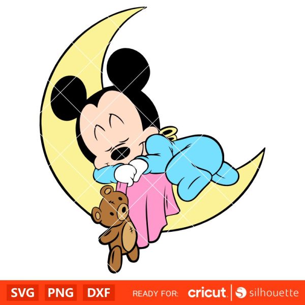 Sleeping Baby Mickey Svg, Mickey Mouse & Friends Svg, Disney Svg, Love Svg, Cricut, Silhouette Vector Cut File