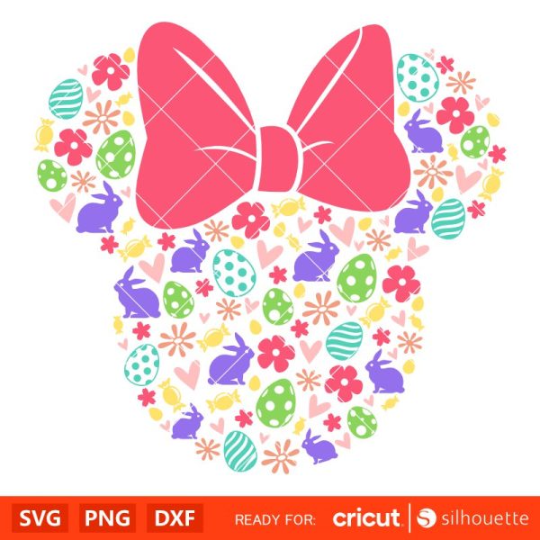 Happy Easter Minnie Mouse Svg, Free Svg, Daily Freebies Svg, Cricut, Silhouette Vector Cut File