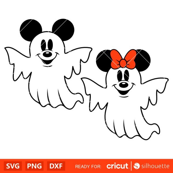 Mickey & Minnie Ghosts Bundle Svg, Free Svg, Daily Freebies Svg, Cricut, Silhouette Vector Cut File