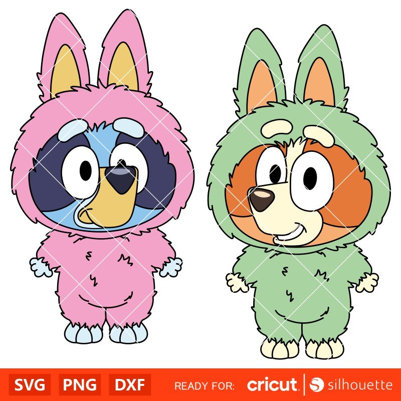 Labubu Bluey Bingo Bundle Svg, The Monsters Svg, Bluey The Dog Svg, Cricut, Silhouette SVG Cut File