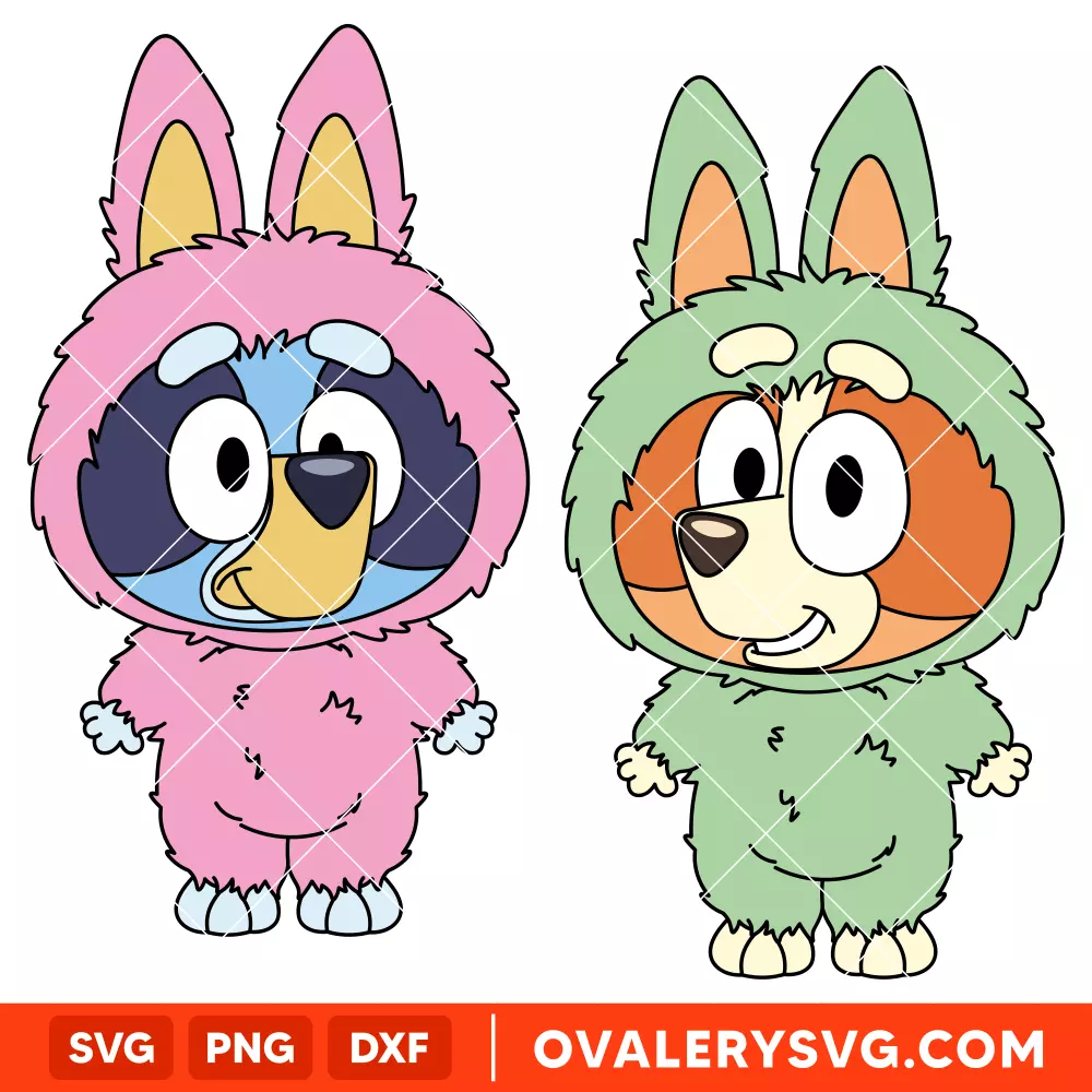 Labubu Bluey Bingo Bundle Svg, The Monsters Svg, Bluey The Dog Svg, Cricut, Silhouette SVG Cut File