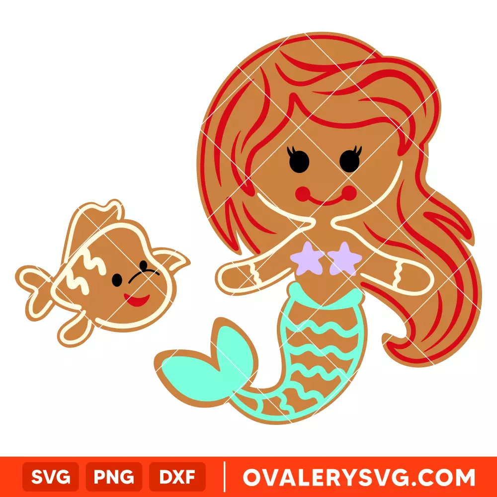Ariel Gingerbread Svg, Christmas Svg, Disney Princess Svg, Cricut, Silhouette Vector Cut File