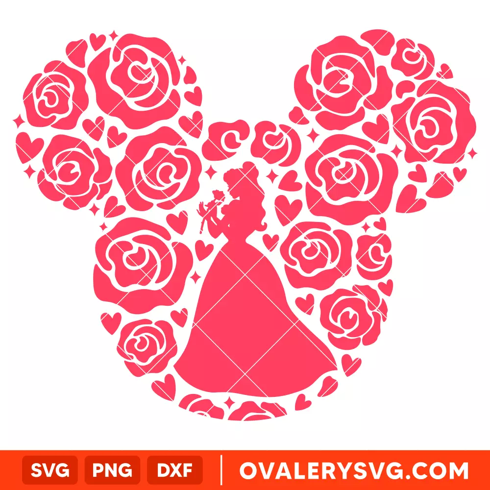 Belle Beauty and the Beast Svg, Disney Princess Svg, Mickey Mouse Svg, Cricut, Silhouette Vector Cut File