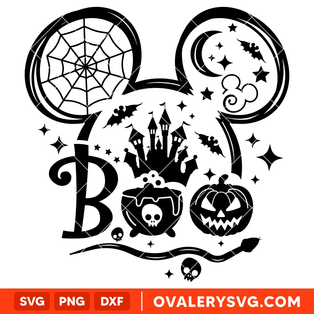 Boo Mickey Mouse Svg, Halloween Svg, Disney Svg, Cricut, Silhouette Vector Cut File