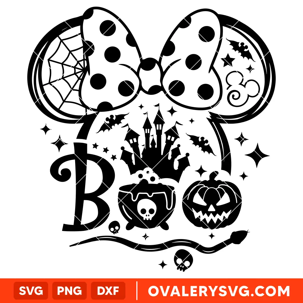 Boo Minnie Mouse Svg, Halloween Svg, Disney Svg, Cricut, Silhouette Vector Cut File
