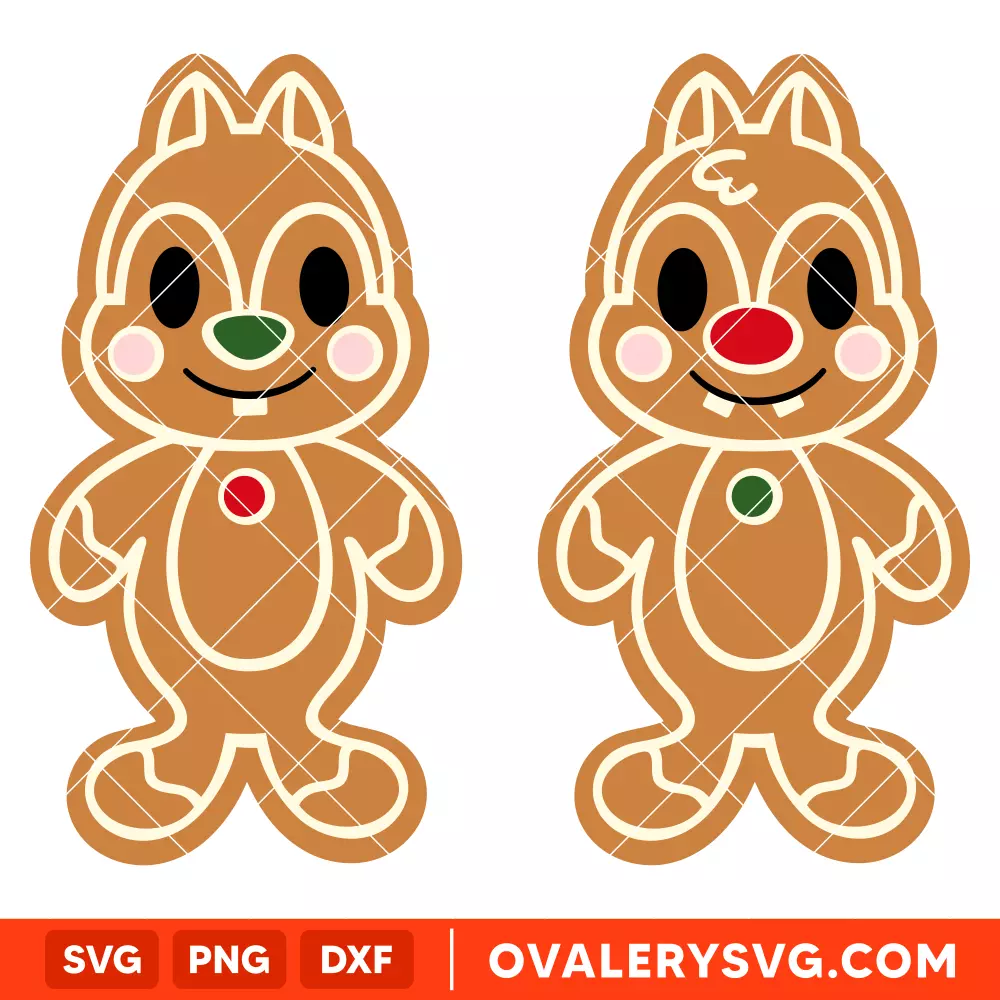 Chip And Dale Gingerbread Bundle Svg, Christmas Svg, Disney Svg, Cricut, Silhouette Vector Cut File