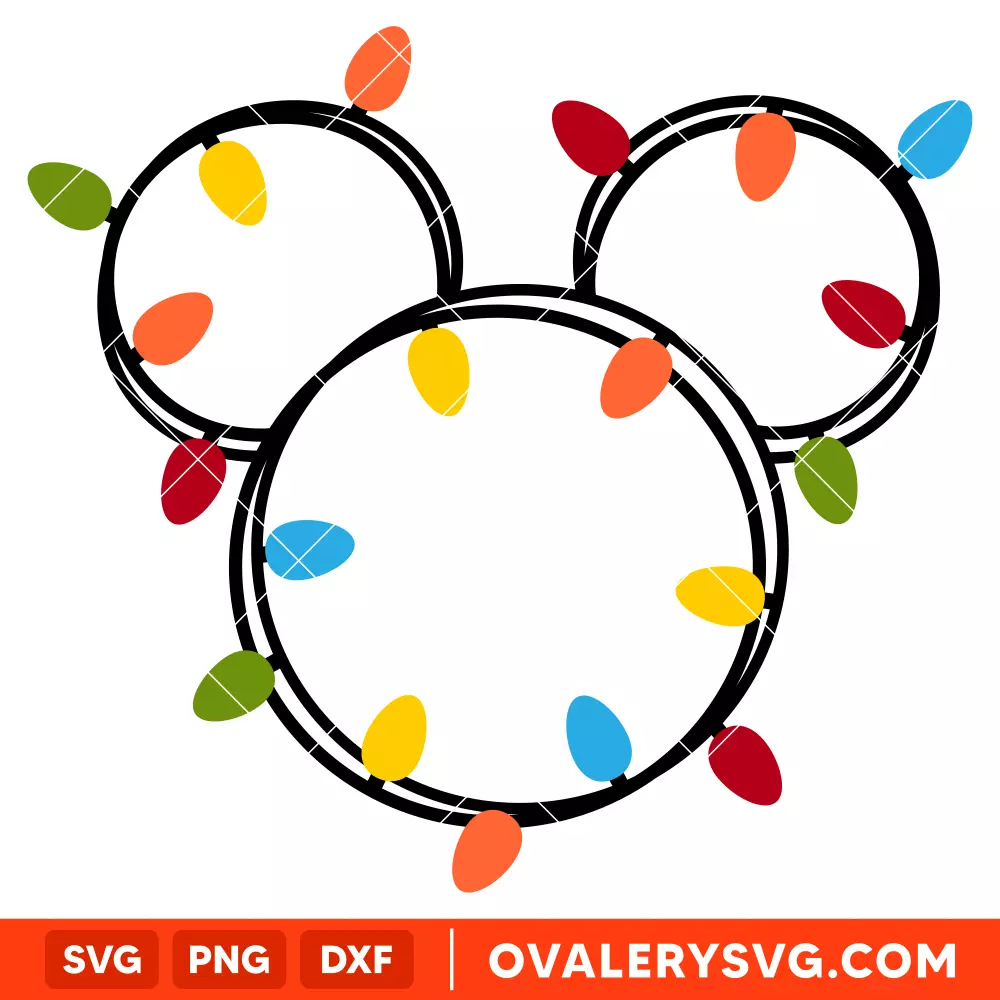 Christmas Lights Mickey Svg, Christmas Svg, Disney Svg, Cricut, Silhouette Vector Cut File
