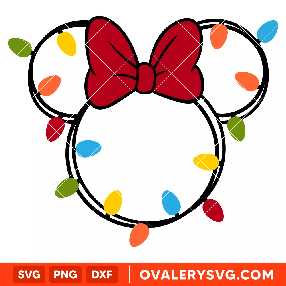 Christmas Lights Minnie Svg, Christmas Svg, Disney Svg, Cricut, Silhouette Vector Cut File