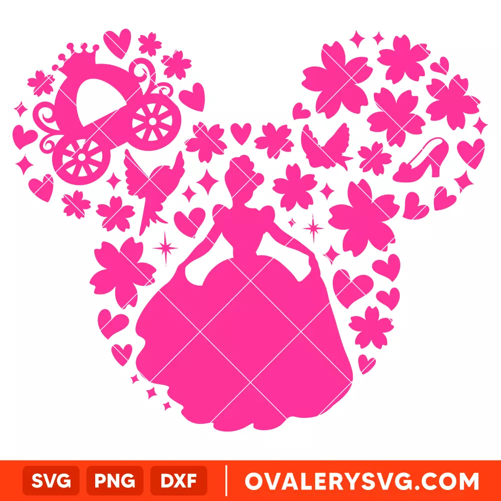 Cinderella Svg, Disney Princess Svg, Mickey Mouse Svg, Cricut, Silhouette Vector Cut File