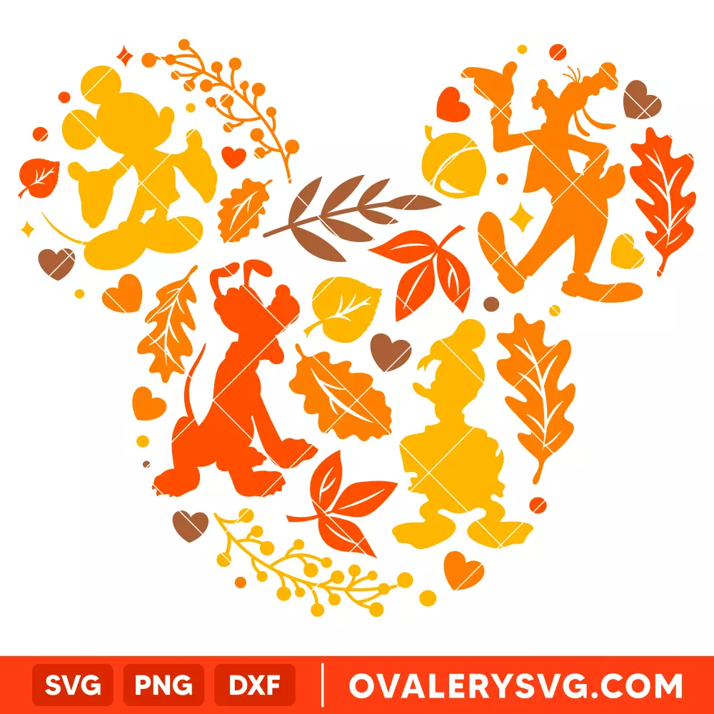 Cute Fall Mickey & Friends Svg, Halloween Svg, Disney Svg, Cricut, Silhouette Vector Cut File