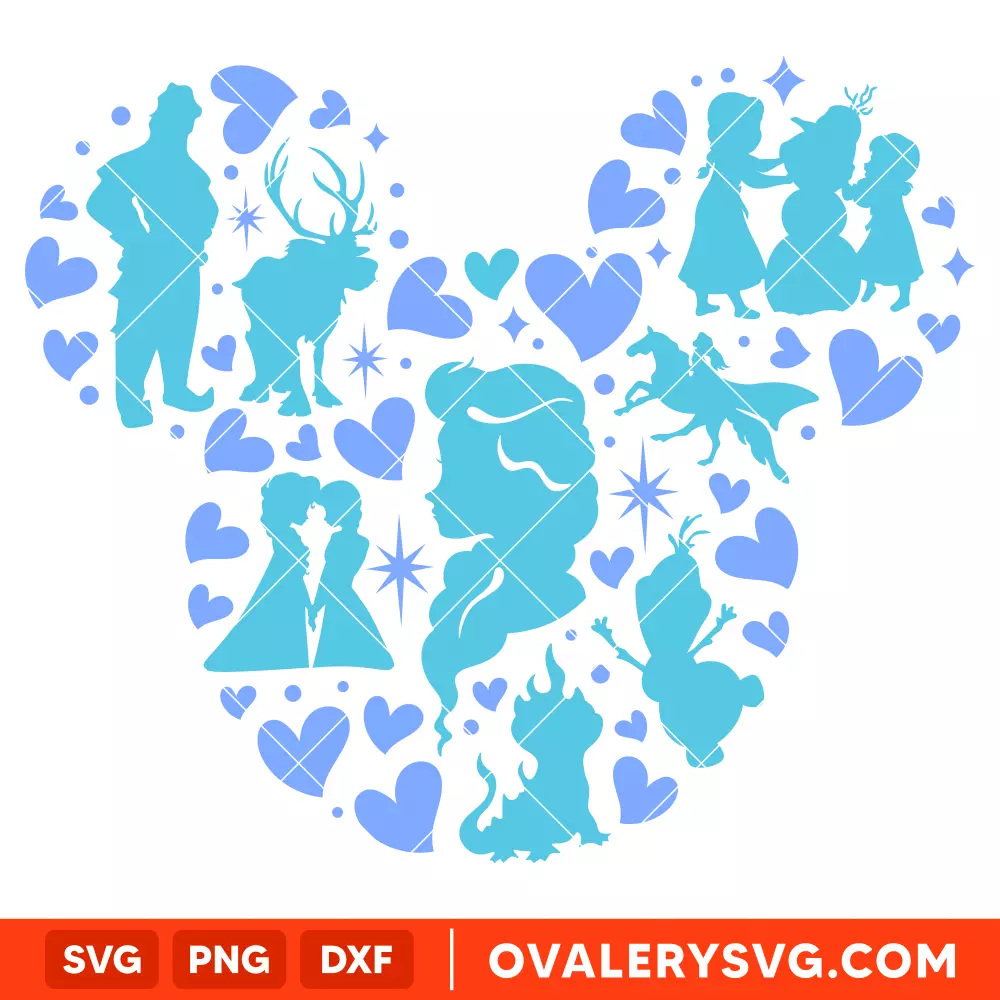 Elsa Frozen Svg, Disney Princess Svg, Mickey Mouse Svg, Cricut, Silhouette Vector Cut File