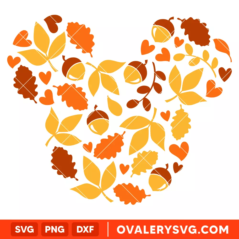 Fall Leaves Mickey Svg, Halloween Svg, Disney Svg, Cricut, Silhouette Vector Cut File