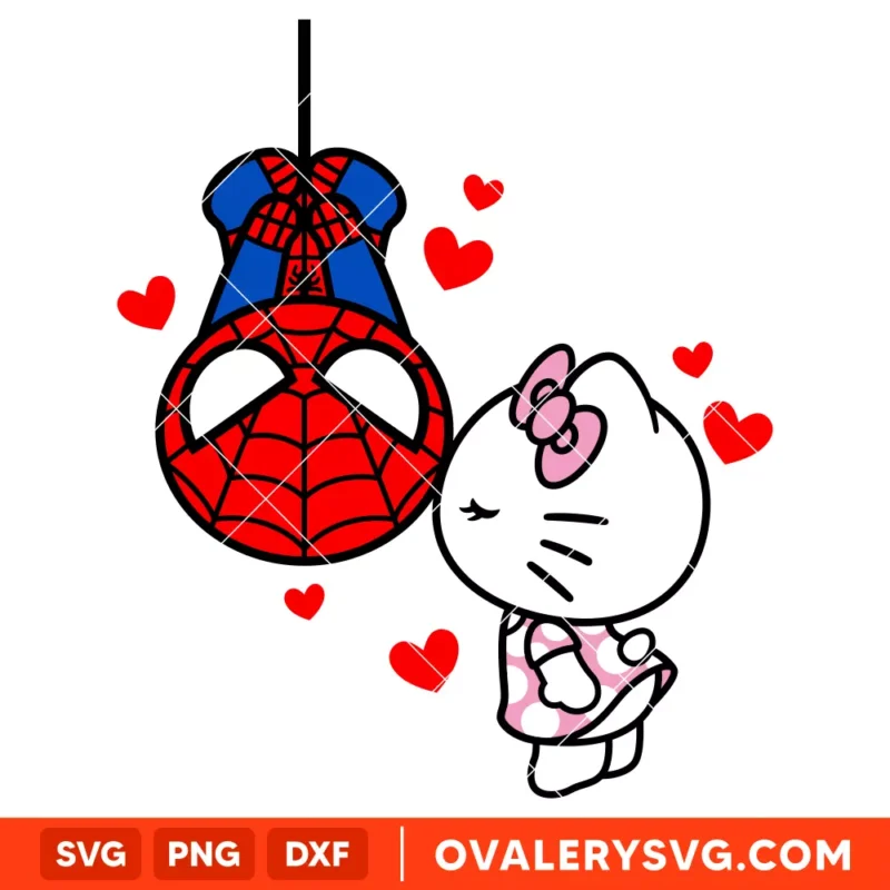 Hello Kitty Kissing Spiderman Web SVG, Sanrio SVG, Marvel SVG | Instant Download SVG PNG Cut File for Cricut & Silhouette