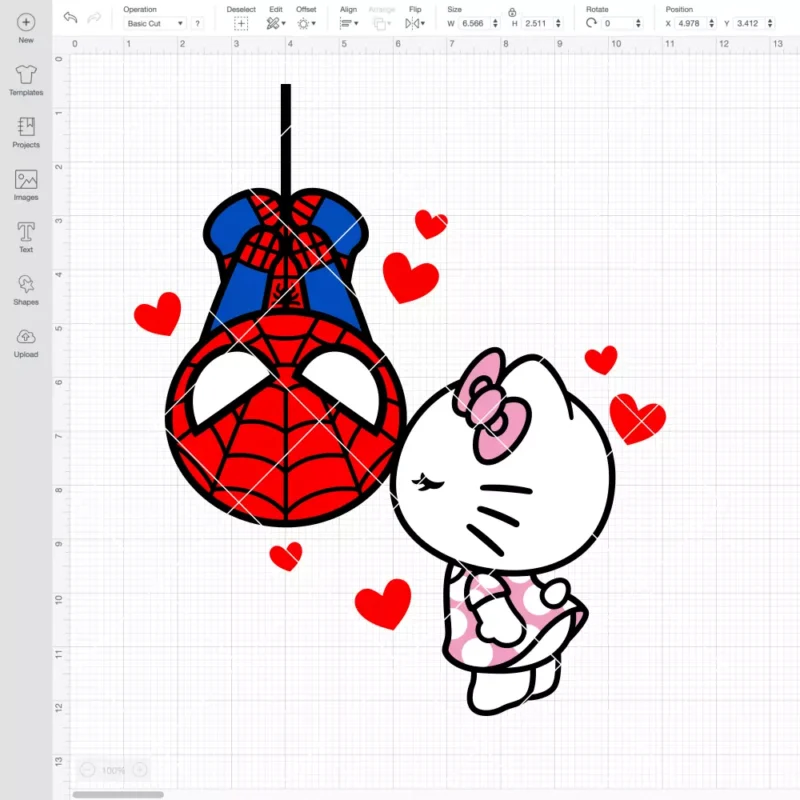 Hello Kitty Kissing Spiderman Web SVG, Sanrio SVG, Marvel SVG | Instant Download SVG PNG Cut File for Cricut & Silhouette - Image 2