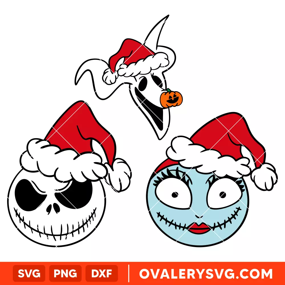 Jack And Sally Christmas Bundle Svg, Nightmare Before Christmas Svg, Disney Svg, Cricut, Silhouette Vector Cut File