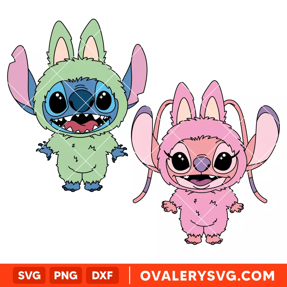 Labubu Stitch and Angel Bundle Svg, The Monsters Svg, Disney Svg, Cricut, Silhouette SVG Cut File