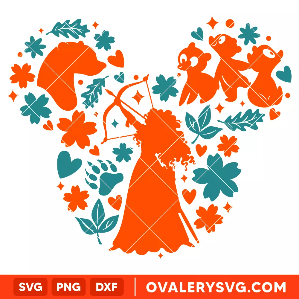 Merida Brave Svg, Disney Princess Svg, Mickey Mouse Svg, Cricut, Silhouette Vector Cut File