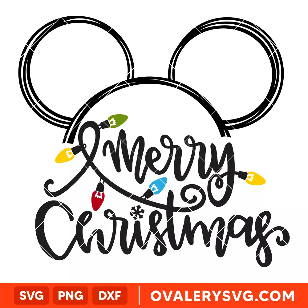 Merry Christmas Lights Mickey Svg, Christmas Svg, Disney Svg, Cricut, Silhouette Vector Cut File