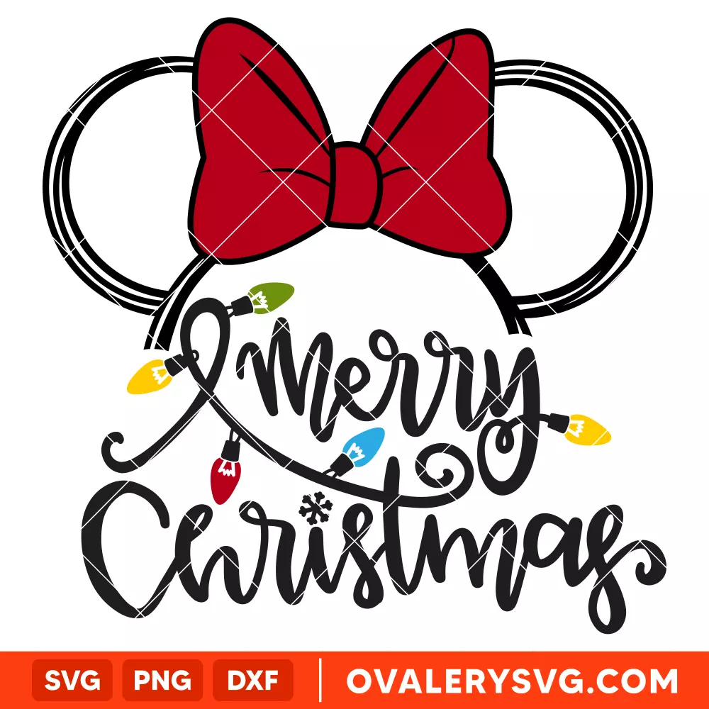 Merry Christmas Lights Minnie Svg, Christmas Svg, Disney Svg, Cricut, Silhouette Vector Cut File