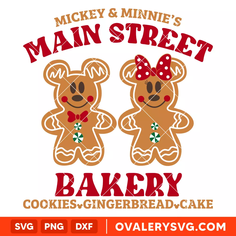 Mickey And Minnie Main Street Bakery Svg, Christmas Svg, Disney Svg, Cricut, Silhouette Vector Cut File