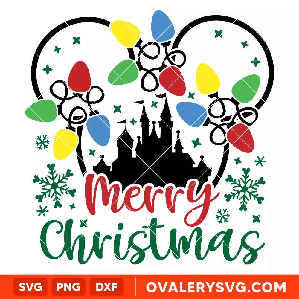 Mickey Castle Lights Svg, Christmas Svg, Disney Svg, Cricut, Silhouette Vector Cut File