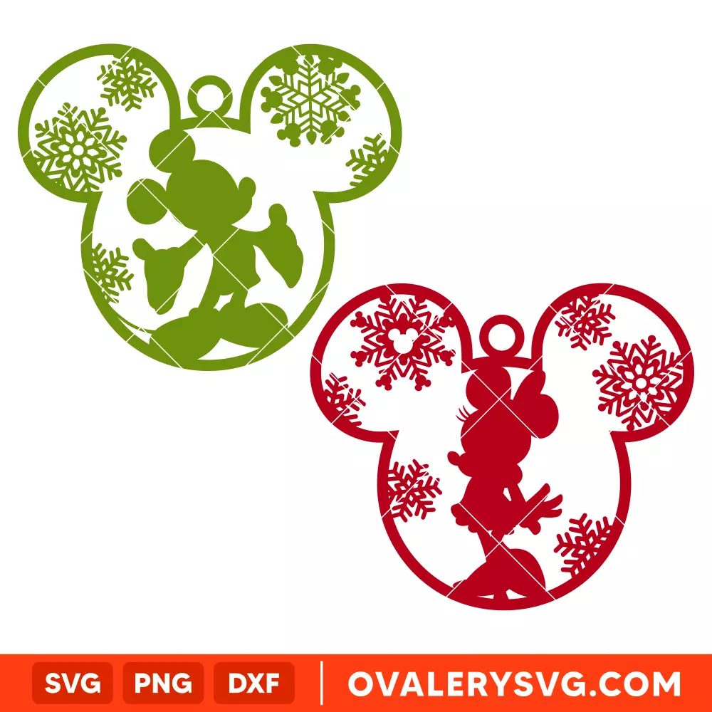 Mickey & Minnie Christmas Balls Svg, Christmas Svg, Disney Svg, Cricut, Silhouette Vector Cut File