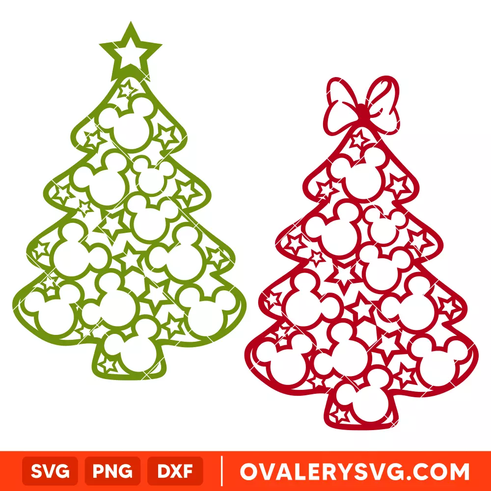 Mickey & Minnie Christmas Trees Svg, Christmas Svg, Disney Svg, Cricut, Silhouette Vector Cut File