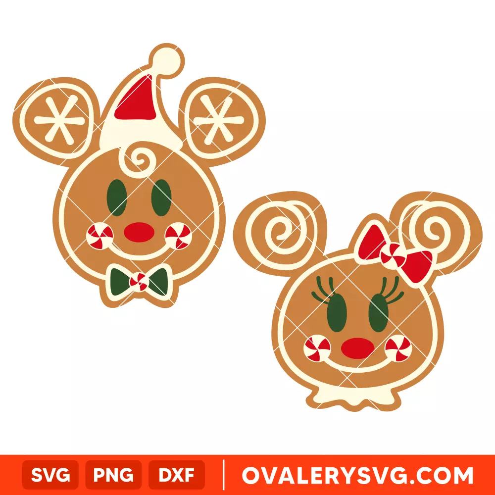 Mickey & Minnie Gingerbread Friends Bundle Svg, Christmas Svg, Disney Svg, Cricut, Silhouette Vector Cut File